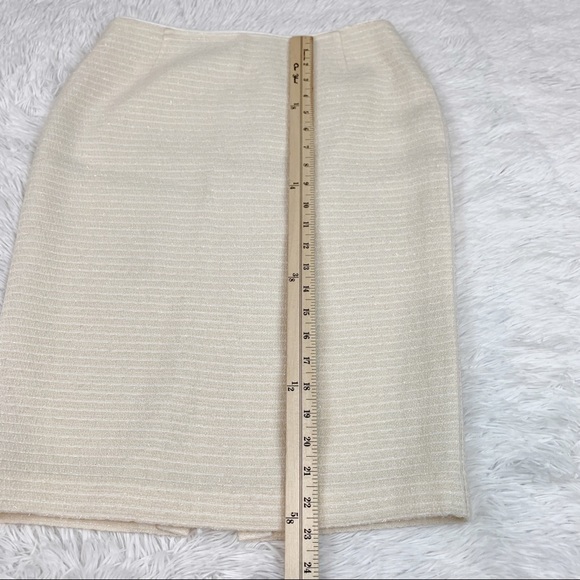 Lafayette 148 tweed Wool blend Pencil Skirt knee length ivory - Picture 4 of 14